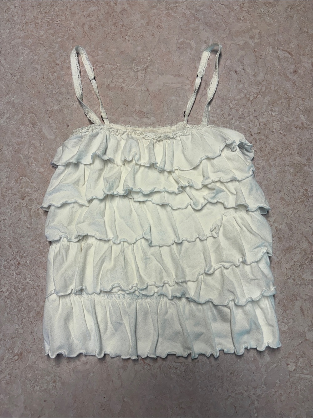Hollister White Ruffle Tiered Tanktop Size Medium